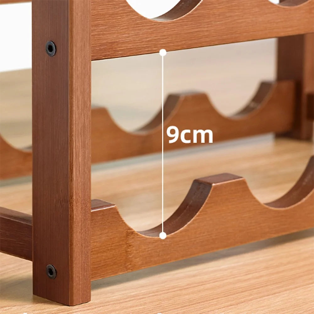 Creative 3-Tier Wine Rack for 12 Bottles Bamboo Tabletop Display Stand Home Bar Storage Organizer - 5