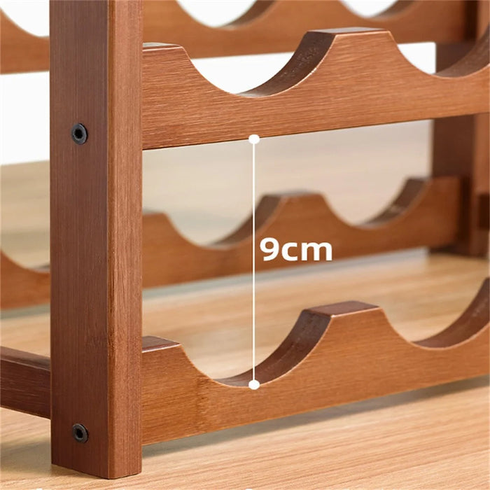 Creative 4-Tier Wine Rack for 12 Bottles Bamboo Tabletop Display Stand Home Bar Storage Organizer - 5