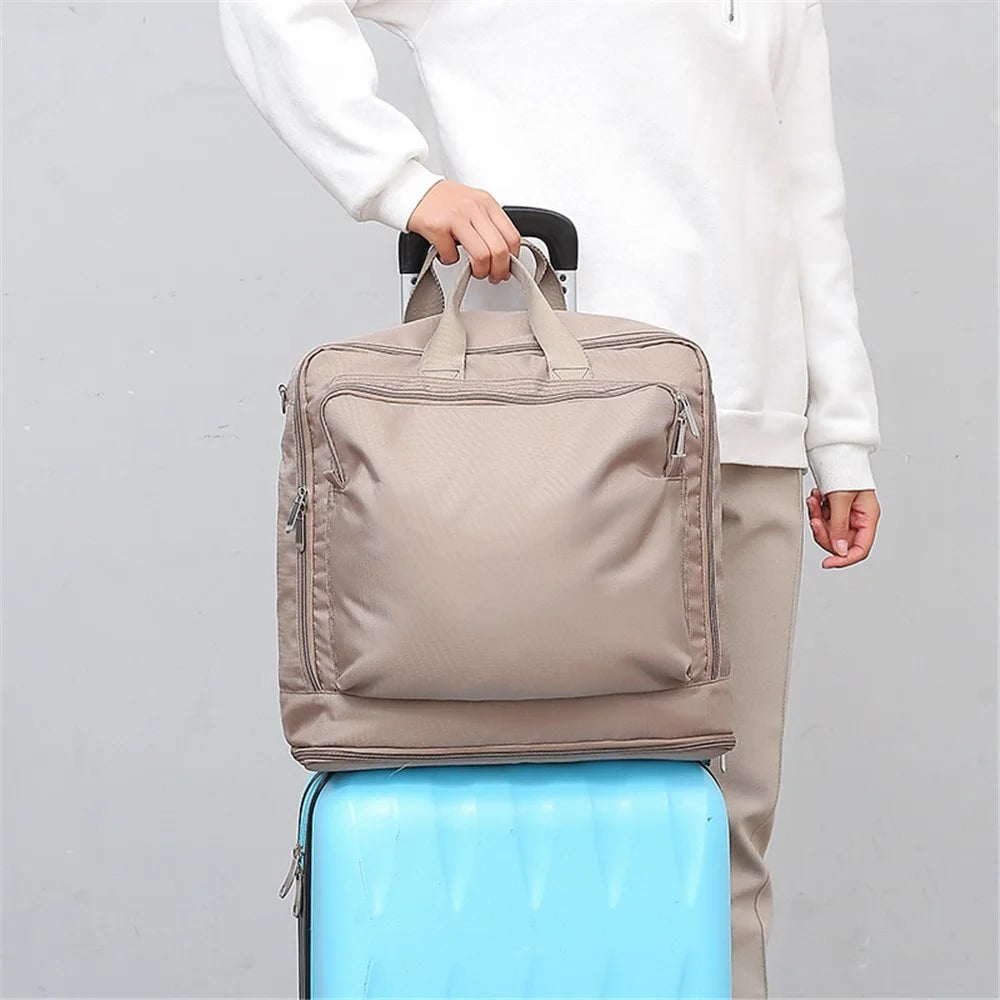 WEEKEIGHT Large Capacity Lightweight Travel Storage Bag Clothes Luggage Carrying Handbag Crossbody Bag - Navy Blue - 7