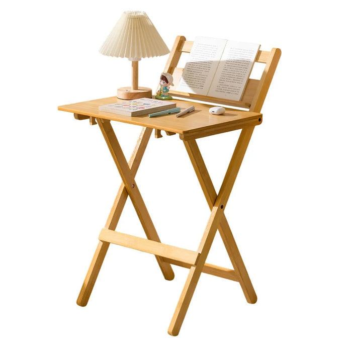 No-Install Folding Desk For Students Compact Writing Table Portable Bedroom Study Workstation - Wood Color - 1