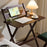 No Assembly Folding Desk Home Office Compact Writing Table Sturdy Desk with Shelf - Walnut Color - 2