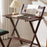 No Assembly Folding Desk Home Office Compact Writing Table Sturdy Desk with Shelf - Walnut Color - 3