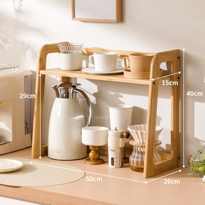 50cm Length Bamboo Mug Holder Desktop Cup Organizer for Tea Coffee Drinkware Storage Rack - Bamboo Color - 5