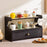 50cm Length 2 Tiers Tea Cup Holder Storage Rack with Drawer Bamboo Desktop Organizer Display Shelf - Striped Texture / Tan - 5