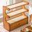 3-Tier Bamboo Wood Desktop Organizer With Drawer For Cups Tea Set Storage Display Rack 50cm - Changhong Brown - 4