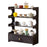 4 Tier Desktop Cup Holder Organizer Modern Minimalist Storage Rack with Drawer Tea Set Display Stand 50cm - Changhong Black - 1