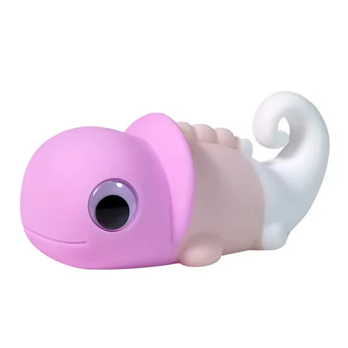 JXJA065B Cartoon Chameleon Shape Night Light for Kids Room Color Changing White Noise Bedside Lamp - Pink - 1