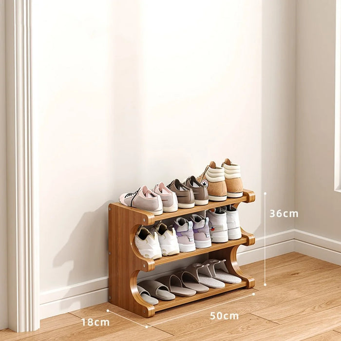 Bamboo Shoe Rack 3-Tier 50cm Length Storage Organizer Shelf for Entryway Dorm Home - 2