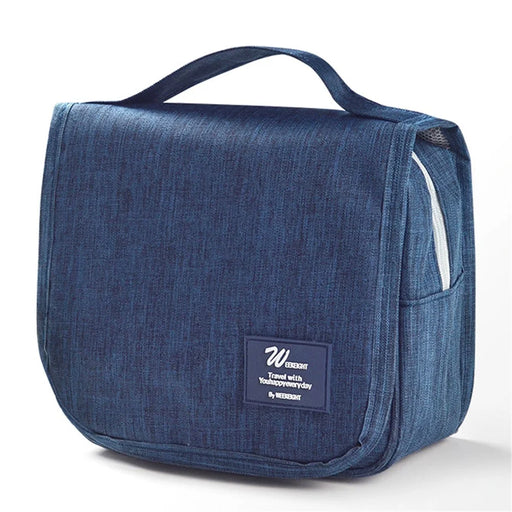 WEEKEIGHT Portable Travel Toiletry Bag Multi-pocket Mesh Design Cosmetics Storage Bag with Hanging Hook - Navy Blue - 1