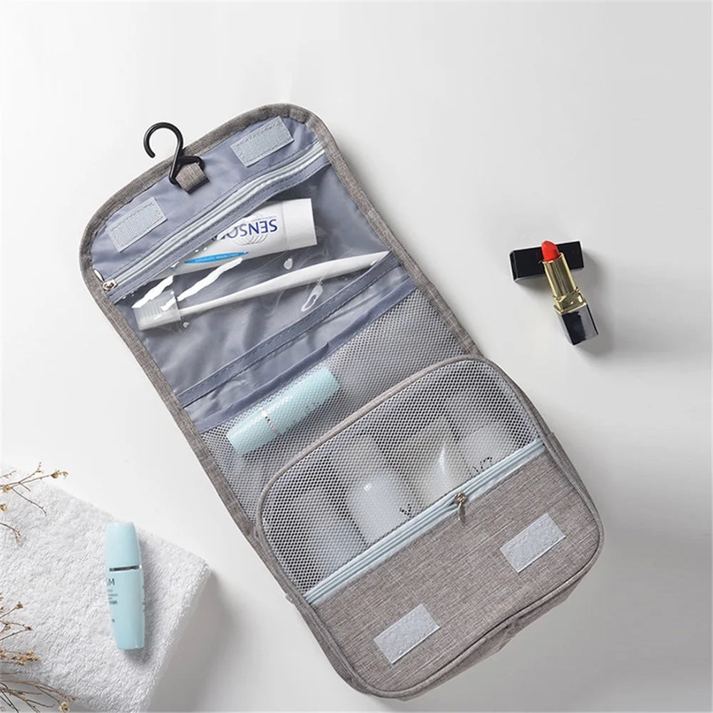 WEEKEIGHT Portable Travel Toiletry Bag Multi-pocket Mesh Design Cosmetics Storage Bag with Hanging Hook - Navy Blue - 4