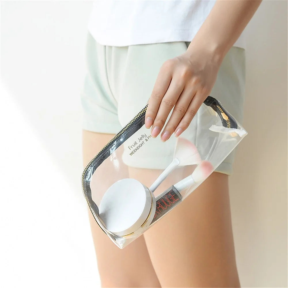 WEEKEIGHT S Size Stylish Transparent TPU Travel Zipper Makeup Bag Portable Cosmetics Storage Bag - Green - 5