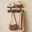 Bamboo Coat Hooks Wall Mounted Towel Rack Shelf 4 Hooks No Drill Hanging Organizer for Entryway Bedroom Hallway - Brown - 1