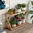 Multi-Tier Plant Stand 100cm Bamboo Flower Pot Shelf Indoor Outdoor Storage Rack for Living Room / Balcony / Office - Burlywood - 2