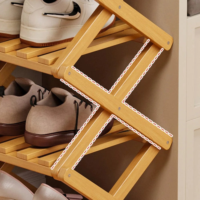 5 Tier Bamboo Shoe Rack No Assembly Foldable Shoe Organizer for Entryway - Black - 3