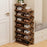 7 Tier Bamboo Shoe Rack No Assembly Foldable Shoe Organizer for Entryway - White - 7