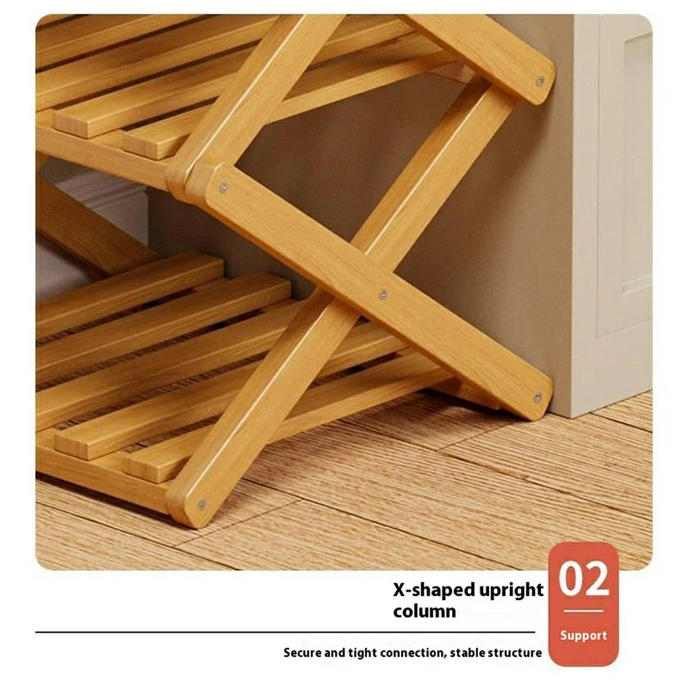 Folding 10-Tier Shoe Rack Entryway Storage Holder Shoes Organizer for Indoor Corner - Burlywood - 6
