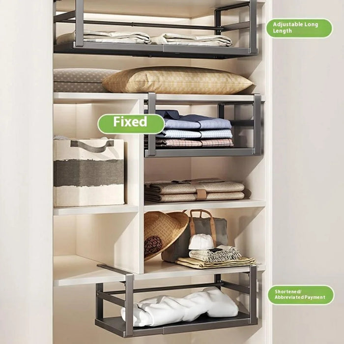Adjustable Under Cabinet Organizer Rack 45-63cm Extendable Kitchen Storage Shelf Multi-Function Holder - Black - 4