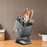 Rotating Knife Block for Kitchen Cutlery Organizer Stainless Steel Storage Rack with Draining Tray - Dark Grey - 2