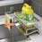 Stainless Steel Sink Caddy Sponge Holder Kitchen Cleaning Tool Organizer Dish Cloth Rack with Rod - 4