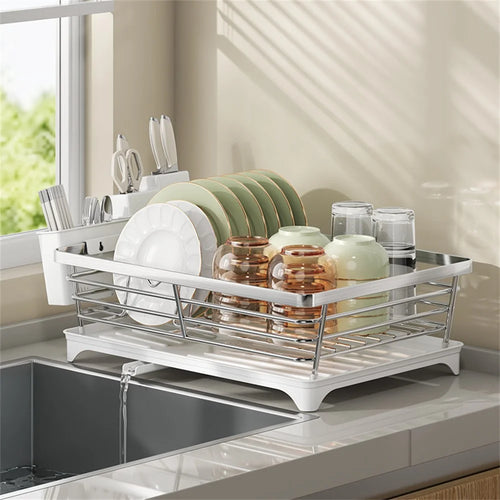 Stainless Steel Dish Drying Rack Kitchen Organizer Utensil Holder Drainer Shelf For Plates Bowls Cutlery - 1