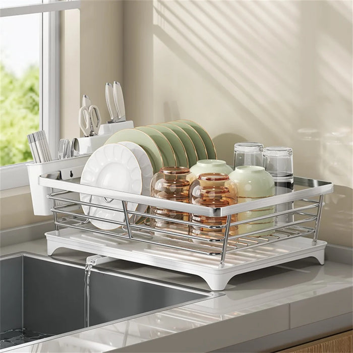 Stainless Steel Dish Drying Rack Kitchen Organizer Utensil Holder Drainer Shelf For Plates Bowls Cutlery - 1