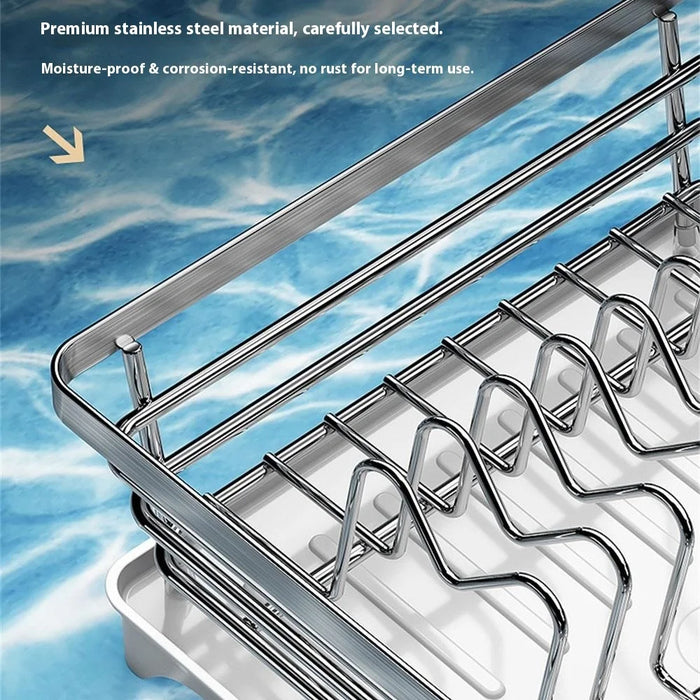 Stainless Steel Dish Drying Rack Kitchen Organizer Utensil Holder Drainer Shelf For Plates Bowls Cutlery - 3
