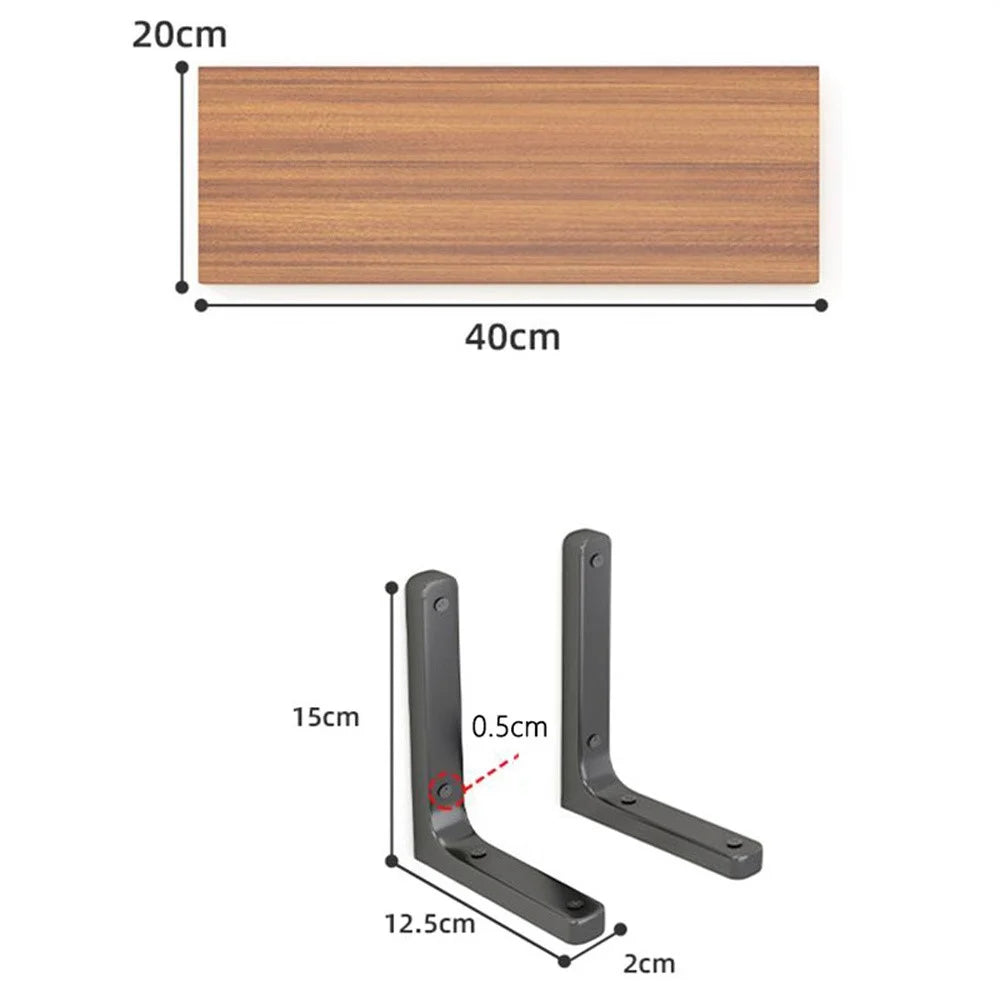 40x20cm Wall Mounted Shelf Wooden Board Storage Rack for Living Room  /  Bedroom  /  Office - Walnut - 1