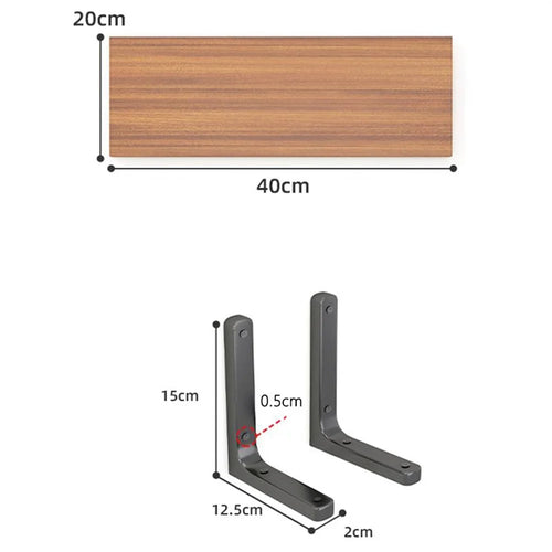 40x20cm Wall Mounted Shelf Wooden Board Storage Rack for Living Room  /  Bedroom  /  Office - Walnut - 1