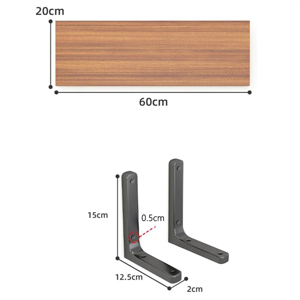 60x20cm Wall Mounted Shelf Wooden Board Storage Rack for Living Room  /  Bedroom  /  Office - Walnut - 1
