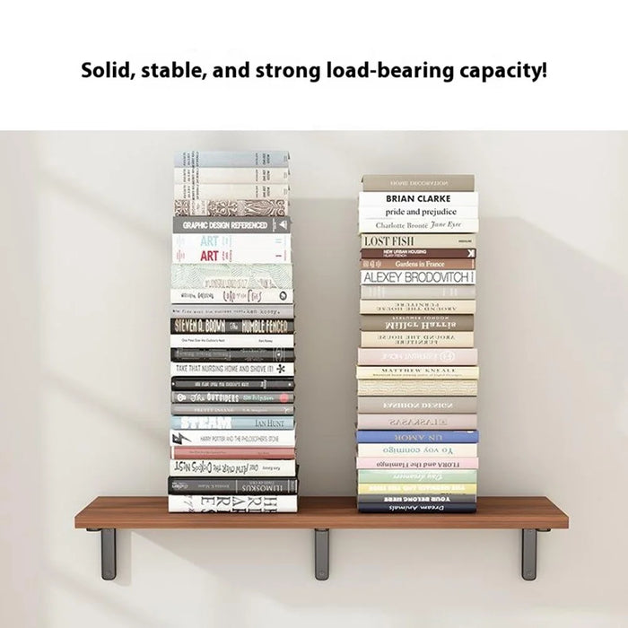 80x20cm Wall Mounted Shelf Wooden Board Storage Rack for Living Room  /  Bedroom  /  Office - Walnut - 3