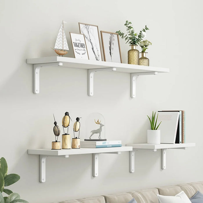 80x20cm Wall Mounted Shelf Wooden Board Storage Rack for Living Room  /  Bedroom  /  Office - Walnut - 7