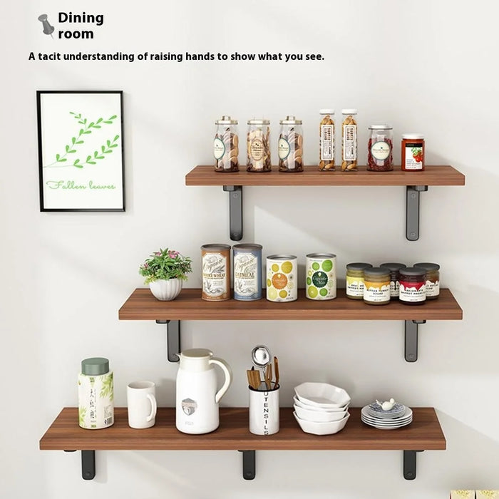40x30cm Wall Mounted Shelf Wooden Board Storage Rack for Living Room / Bedroom / Office - Walnut - 5
