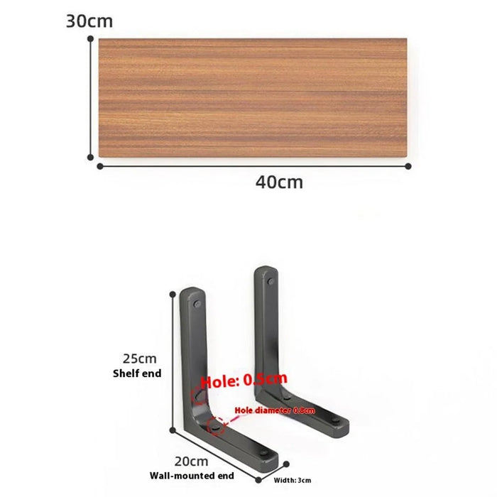 40x30cm Wall Mounted Shelf Wooden Board Storage Rack for Living Room / Bedroom / Office - Walnut - 7