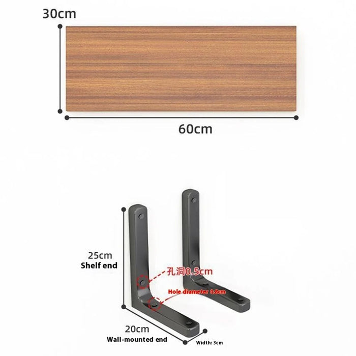 60x30cm Wall Mounted Shelf Wooden Board Storage Rack for Living Room / Bedroom / Office - Walnut - 7
