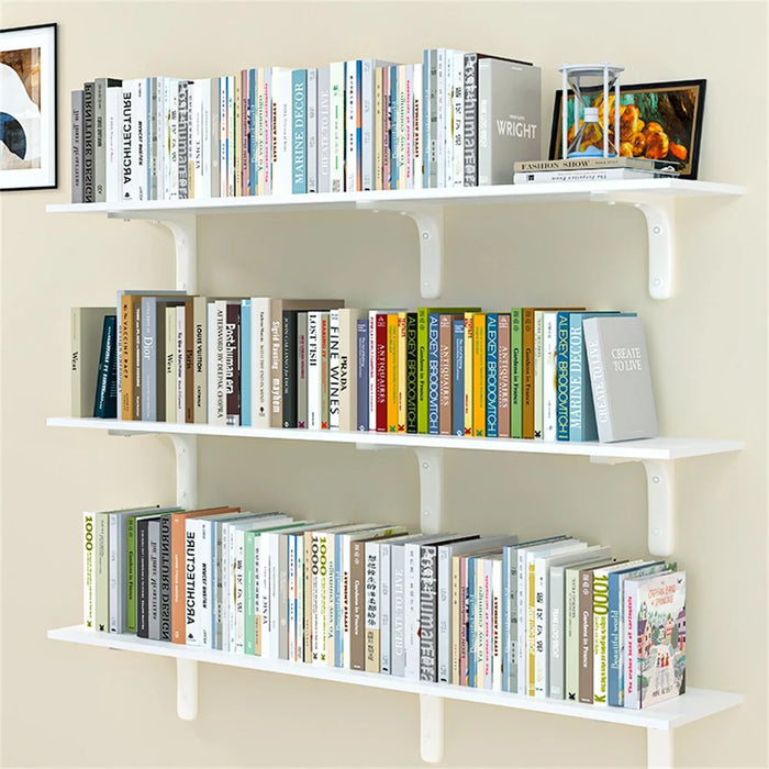 80x30cm Wall Mounted Shelf Wooden Board Storage Rack for Living Room / Bedroom / Office - Walnut - 6