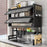 65CM Double Layer Over Sink Dish Drying Rack with Doors Kitchen Organizer Drainer Shelf - Black - 1