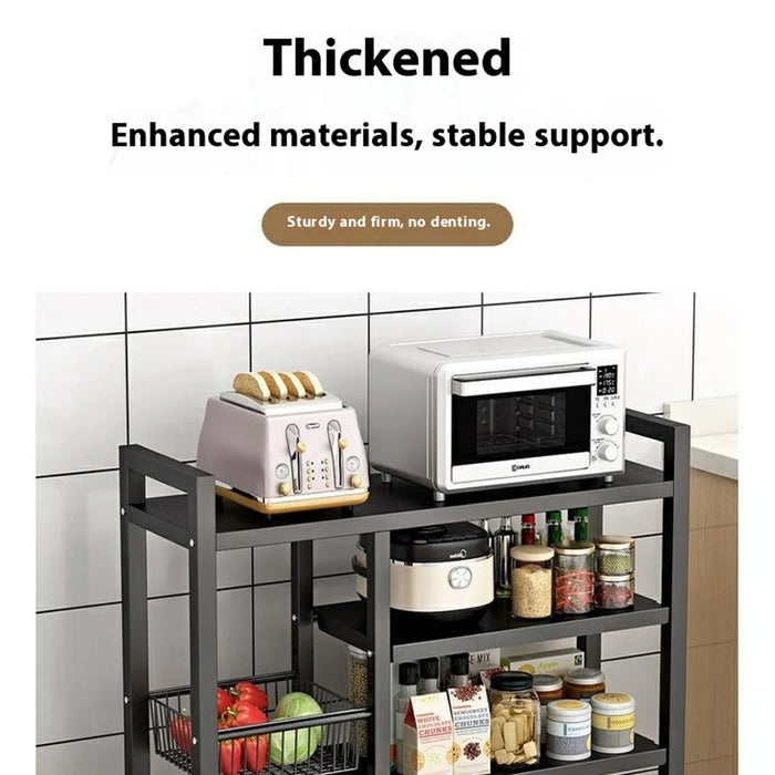 80 x 32 x 108.5cm 4-Tier Storage Rack with 3 Basket Multi-Function Kitchen Shelf Wheeled Organizer - 3
