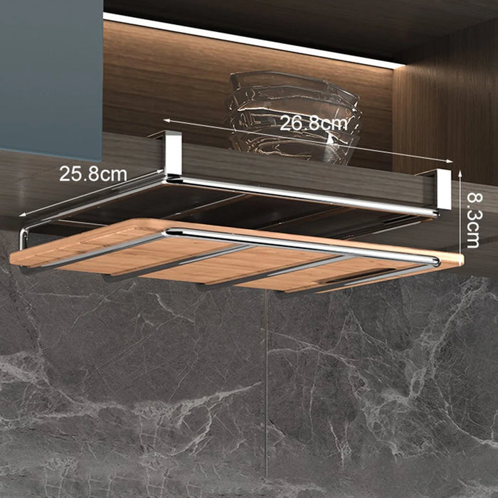 Under Cabinet Organizer Stainless Steel No Drill Cutting Board Holder Kitchen Storage Rack - 2