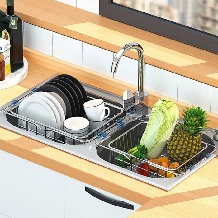 Kitchen Sink Dish Drying Rack 30-42cm Expandable Drainer Organizer with Anti Slip Silicone Pad - 4