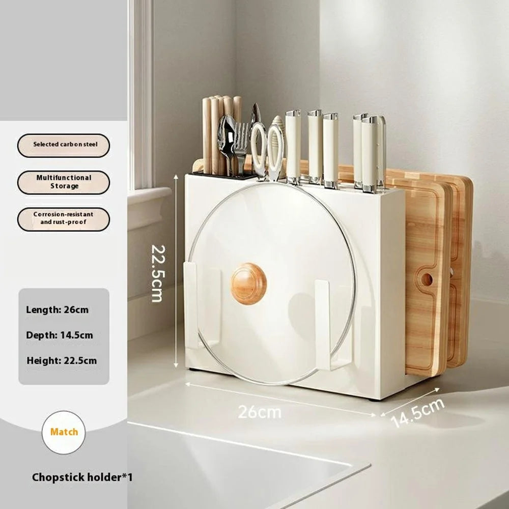 Countertop Knife Utensil Organizer Cutting Board Holder Kitchen Storage Rack Drainer for Knives / Forks / Spoons - 7