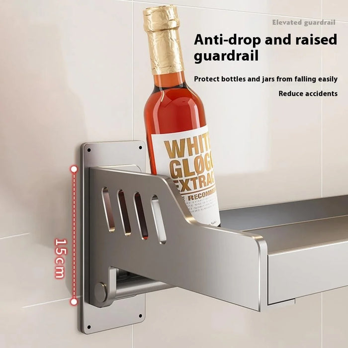 Spice Storage Holder 20x60cm Wall Mounted No Drill Kitchen Organizer Display Rack - 3