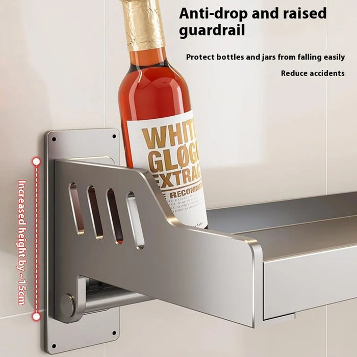 20x60cm Kitchen Storage Rack Wall Mounted Spice Organizer Holder with Hooks - 3