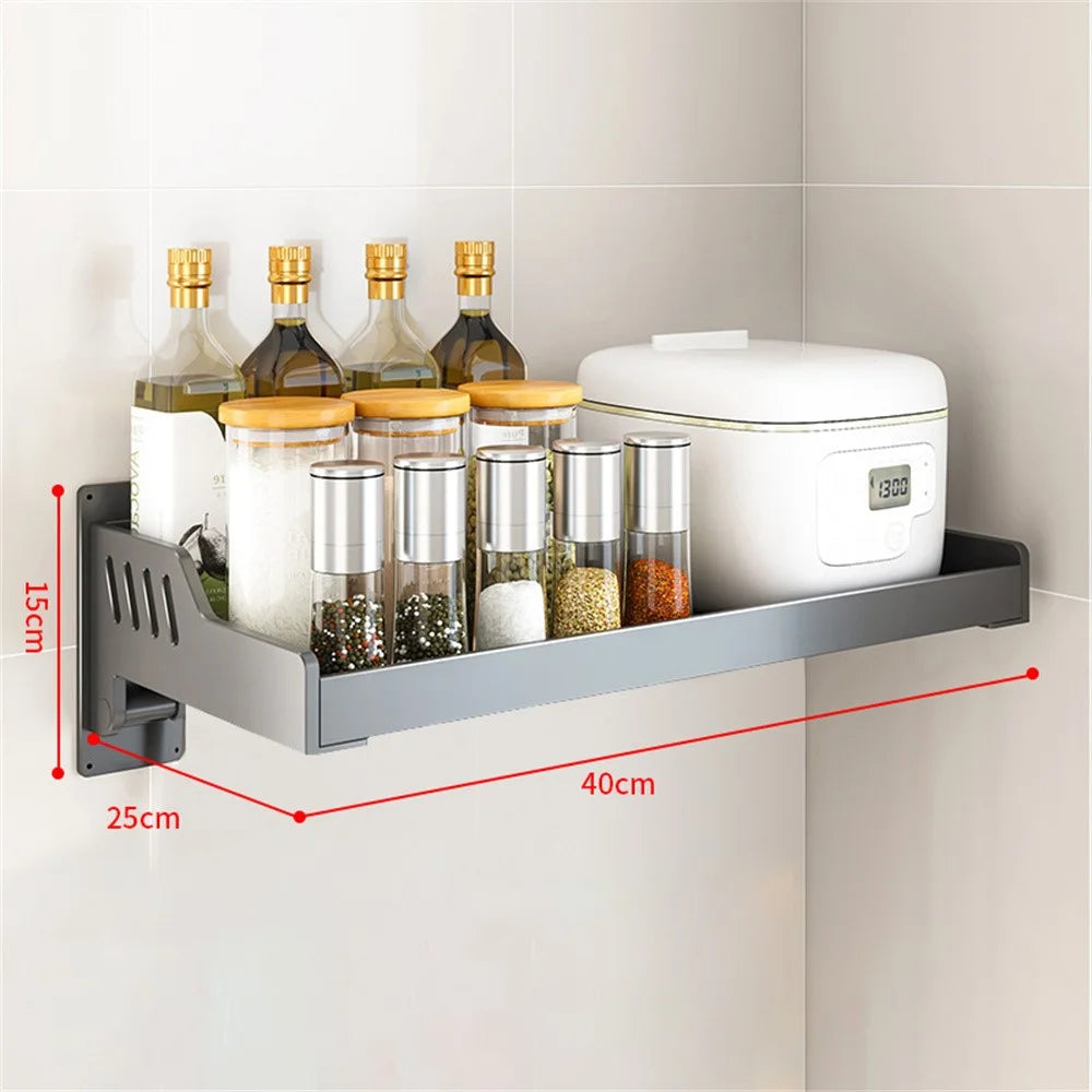 Spice Storage Holder 25x40cm Wall Mounted No Drill Kitchen Organizer Display Rack - 5