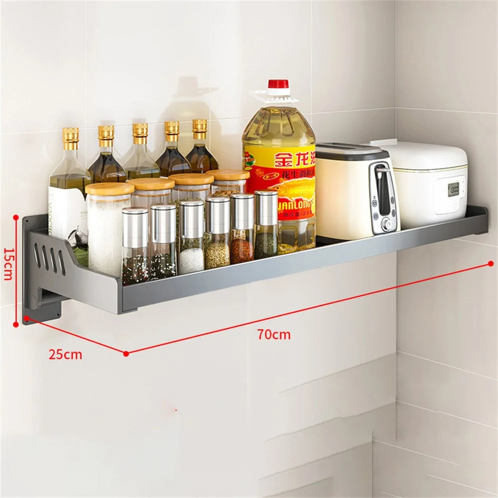 Spice Storage Holder 25x70cm Wall Mounted No Drill Kitchen Organizer Display Rack - 5