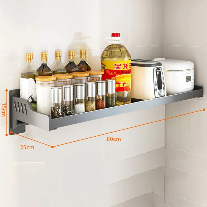 Spice Storage Holder 25x80cm Wall Mounted No Drill Kitchen Organizer Display Rack - 5