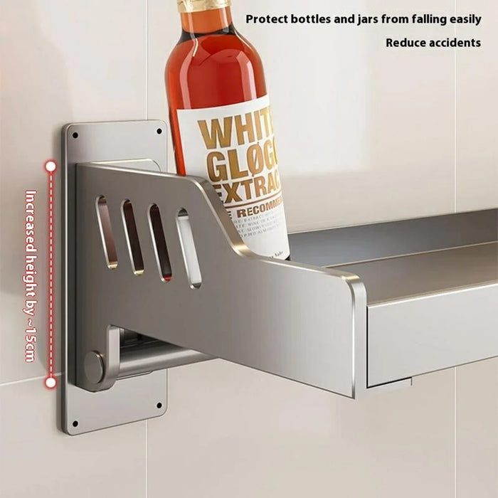 25x60cm Kitchen Storage Rack Wall Mounted Spice Organizer Holder with Hooks - 4
