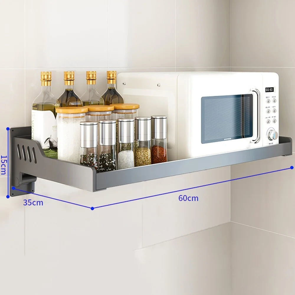 Spice Storage Holder 35x60cm Wall Mounted No Drill Kitchen Organizer Display Rack - 1