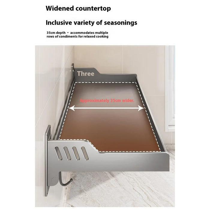 35x60cm Kitchen Storage Rack Wall Mounted Spice Organizer Holder with Hooks - 4