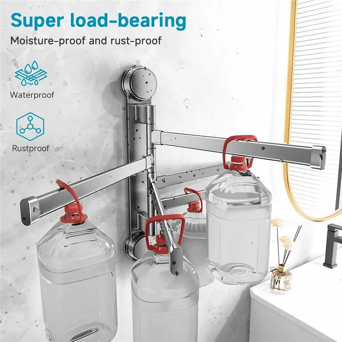 Suction Cup Rotatable Towel Rack 4 Bars 42cm No Drilling Bathroom Hanger - Tarnish - 3