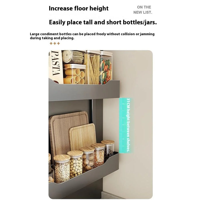 Refrigerator Side Organizer 3-Tier Storage Rack Kitchen Spice Holder Wall Mounted Shelf (2 Basket, 1 Rack) - Tarnish - 6